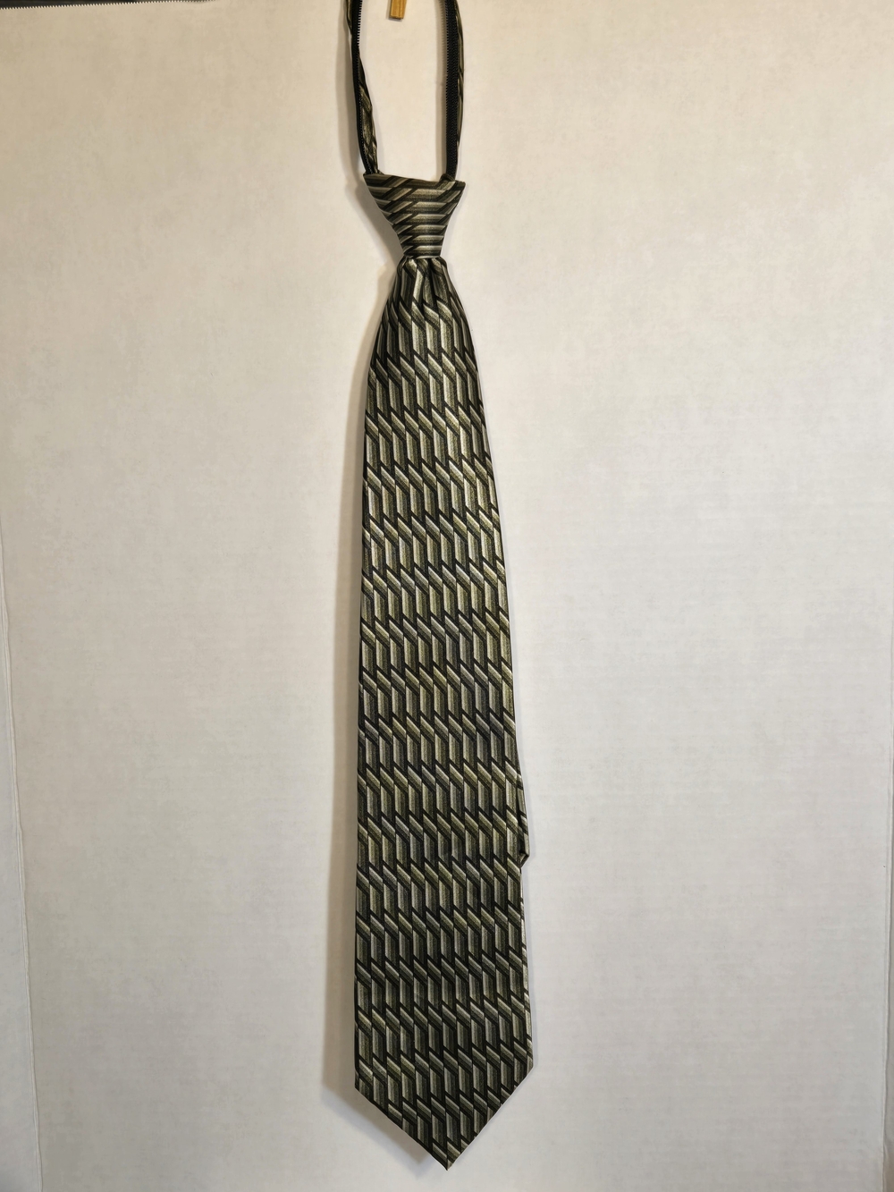 Puritan Olive Green Geometric Men's Vintage Zip Tie
